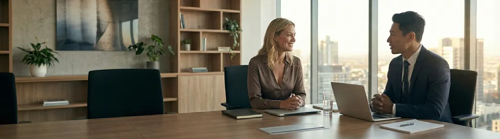 Professional discussing career achievements