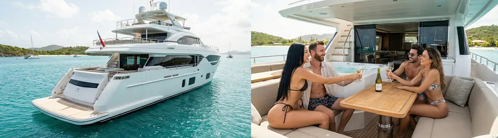 Luxury yacht cruising in turquoise waters