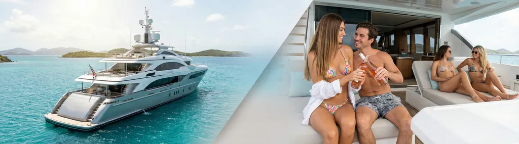 Couple celebrating aboard luxury yacht