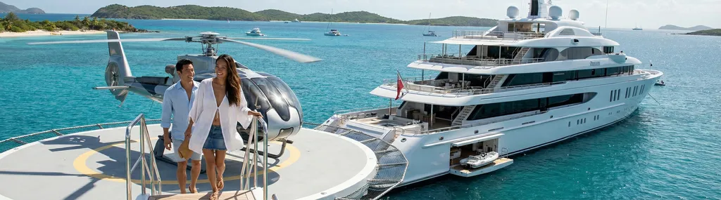Luxury catamaran in crystal-clear cove