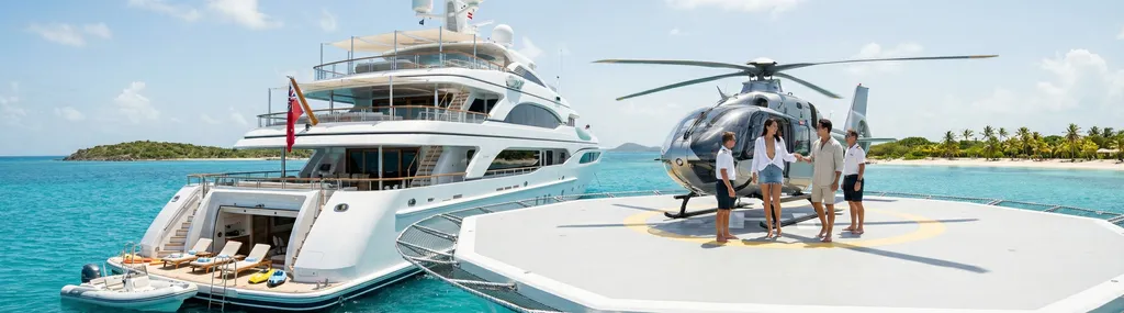 Luxury yacht at anchor in tropical paradise